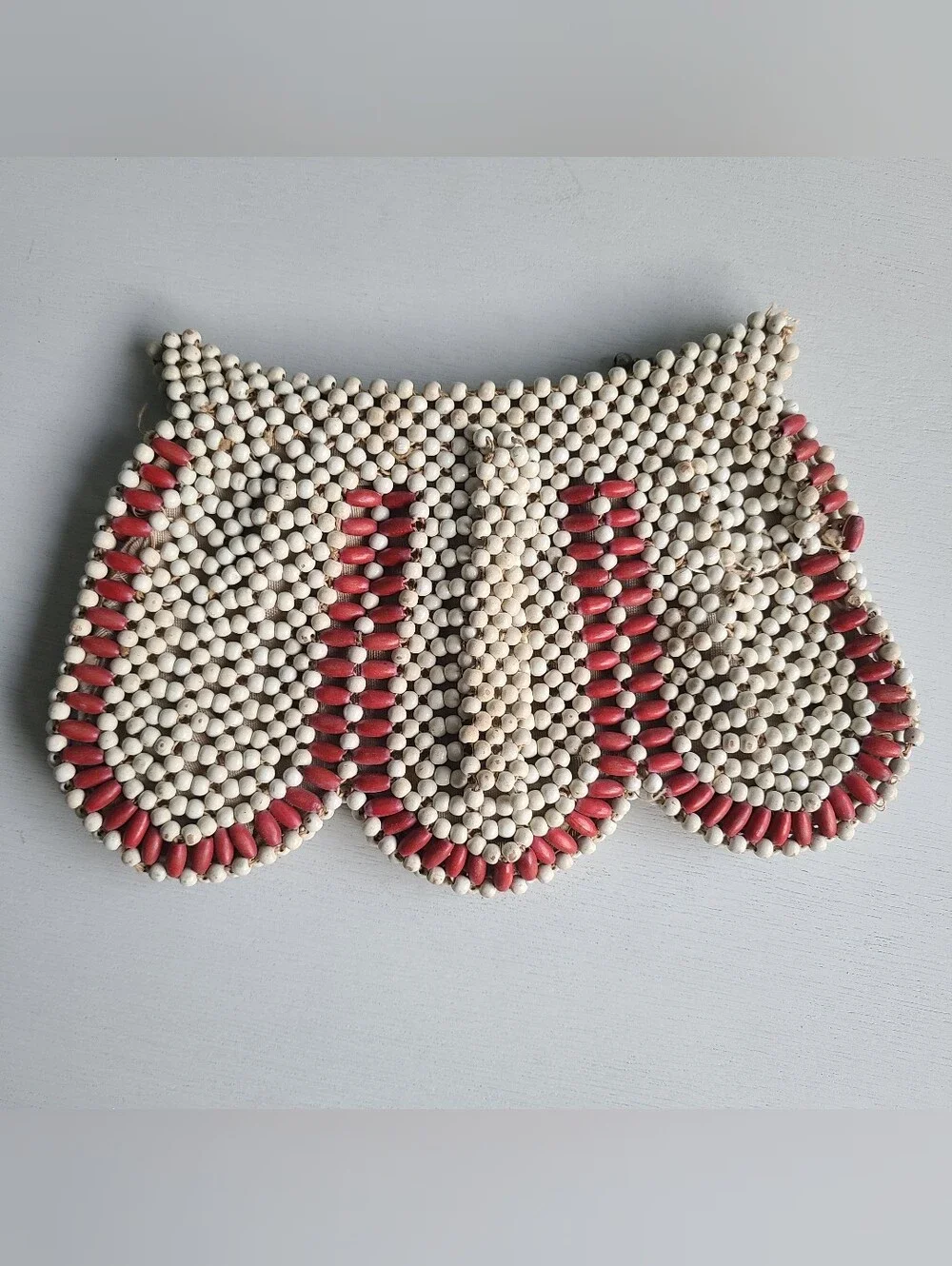Vintage Wood Bead Clutch 1930s 1940s